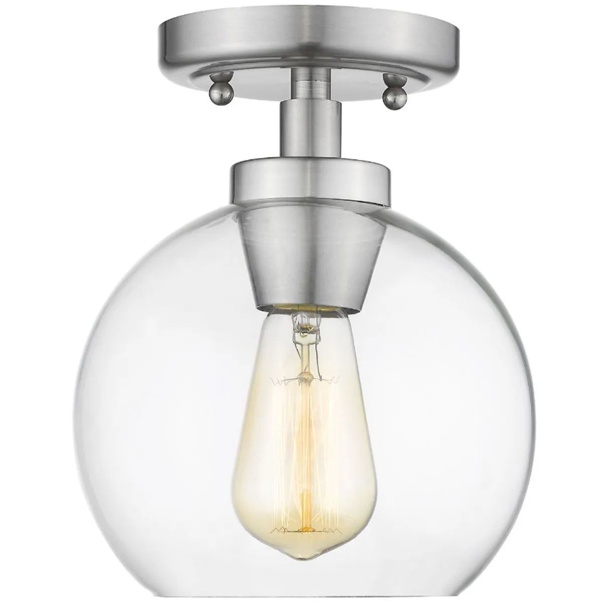 Galveston 9 in. Semi Flush Mount Light Pewter Finish Clear Glass
