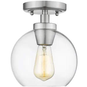 Galveston 9 in. Semi Flush Mount Light Pewter Finish Clear Glass