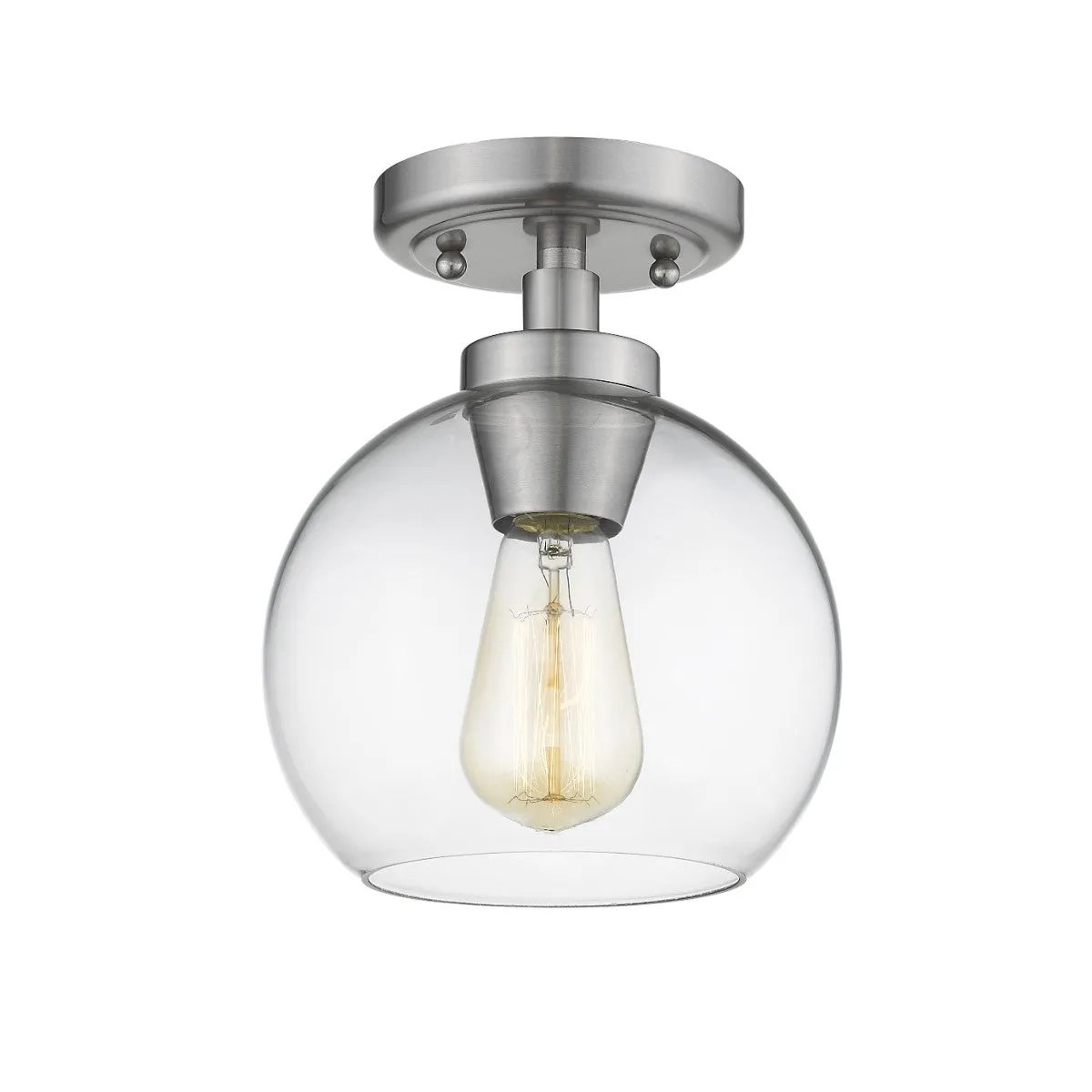 Galveston 9 in. Semi Flush Mount Light Pewter Finish Clear Glass