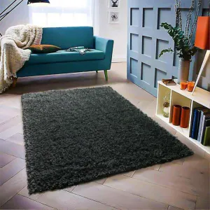 Glamour Shaggy Grey Rug with Silver Tip Fibres-120x170cm
