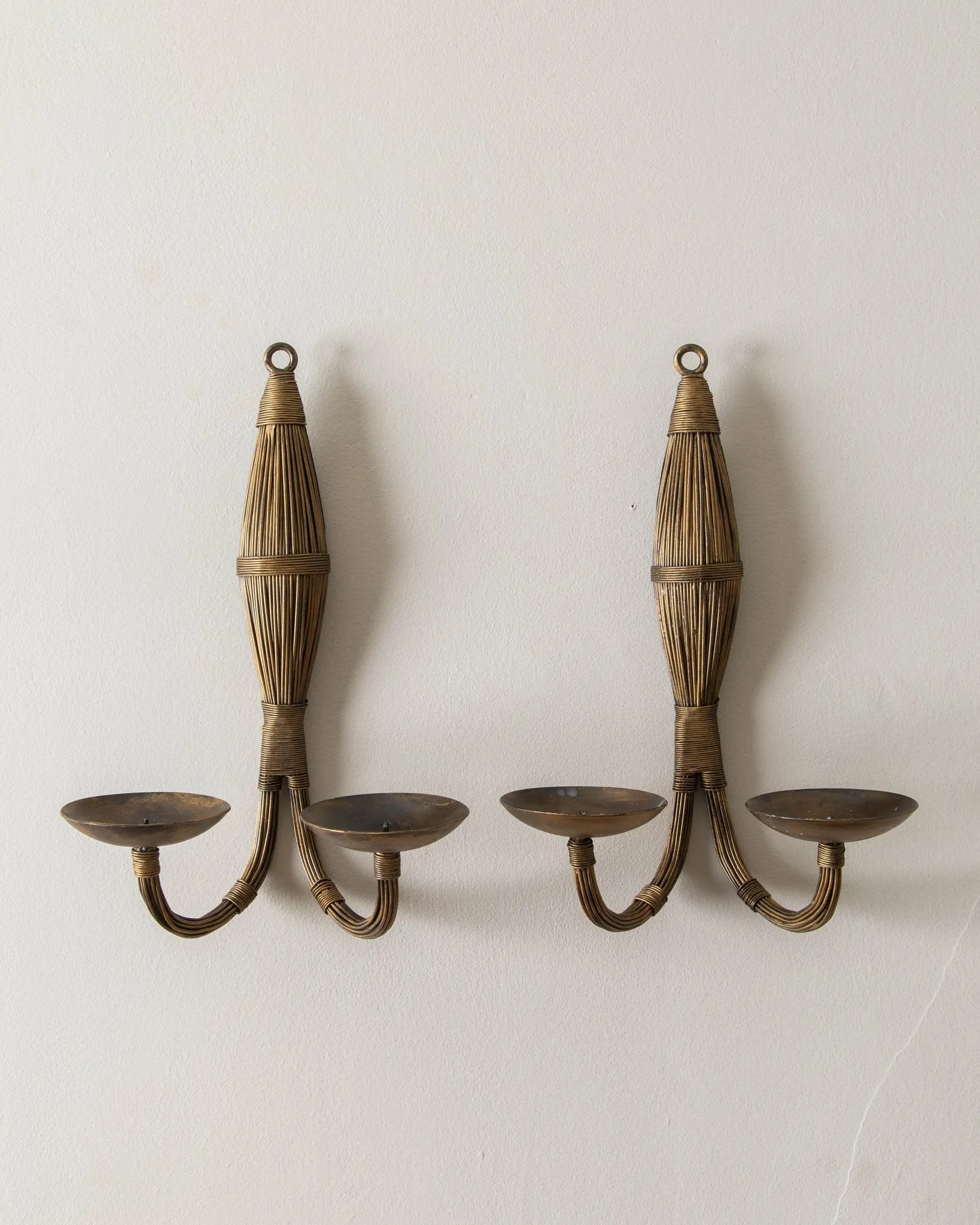 Gold Wire Wrapped Candles Sconces (Pair)