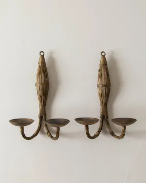 Gold Wire Wrapped Candles Sconces (Pair)