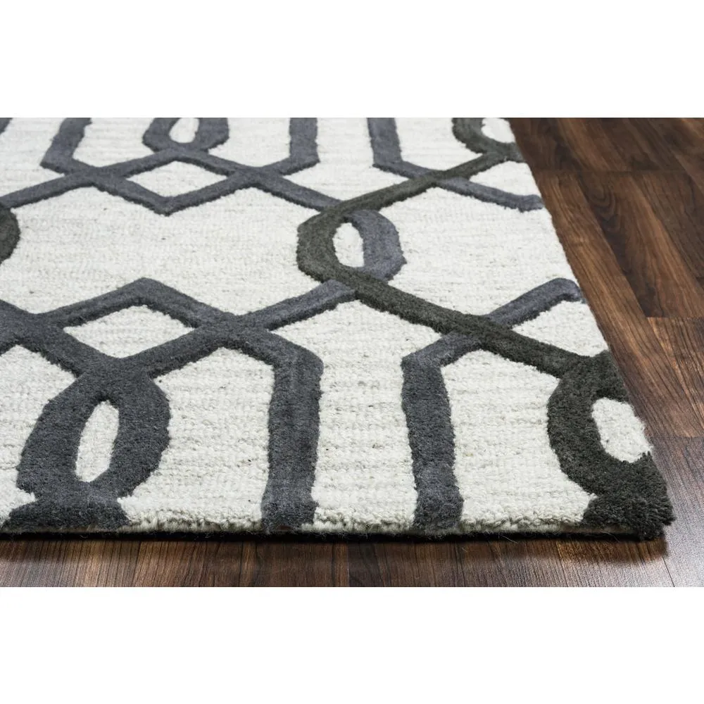 Gray Large Modern and Contemporary Round Hand-Tufted Area Rug