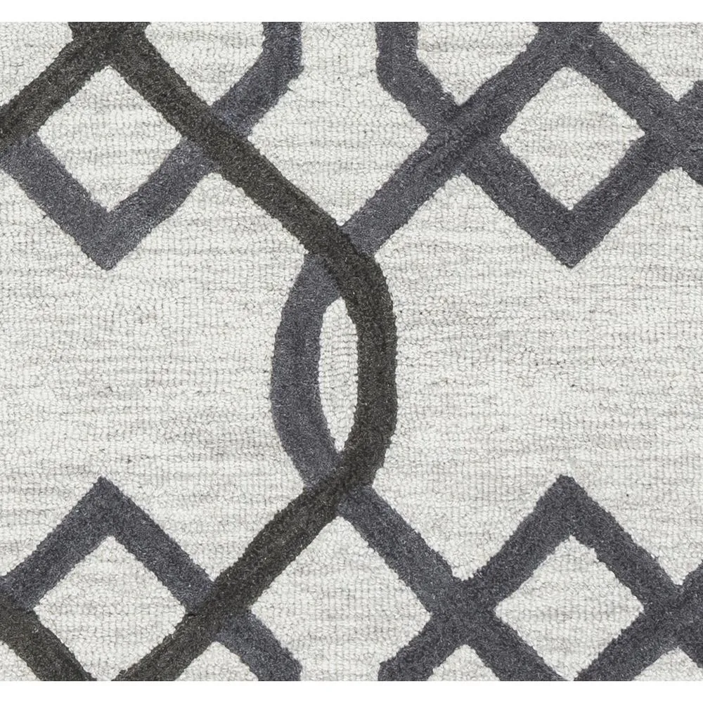 Gray Large Modern and Contemporary Round Hand-Tufted Area Rug
