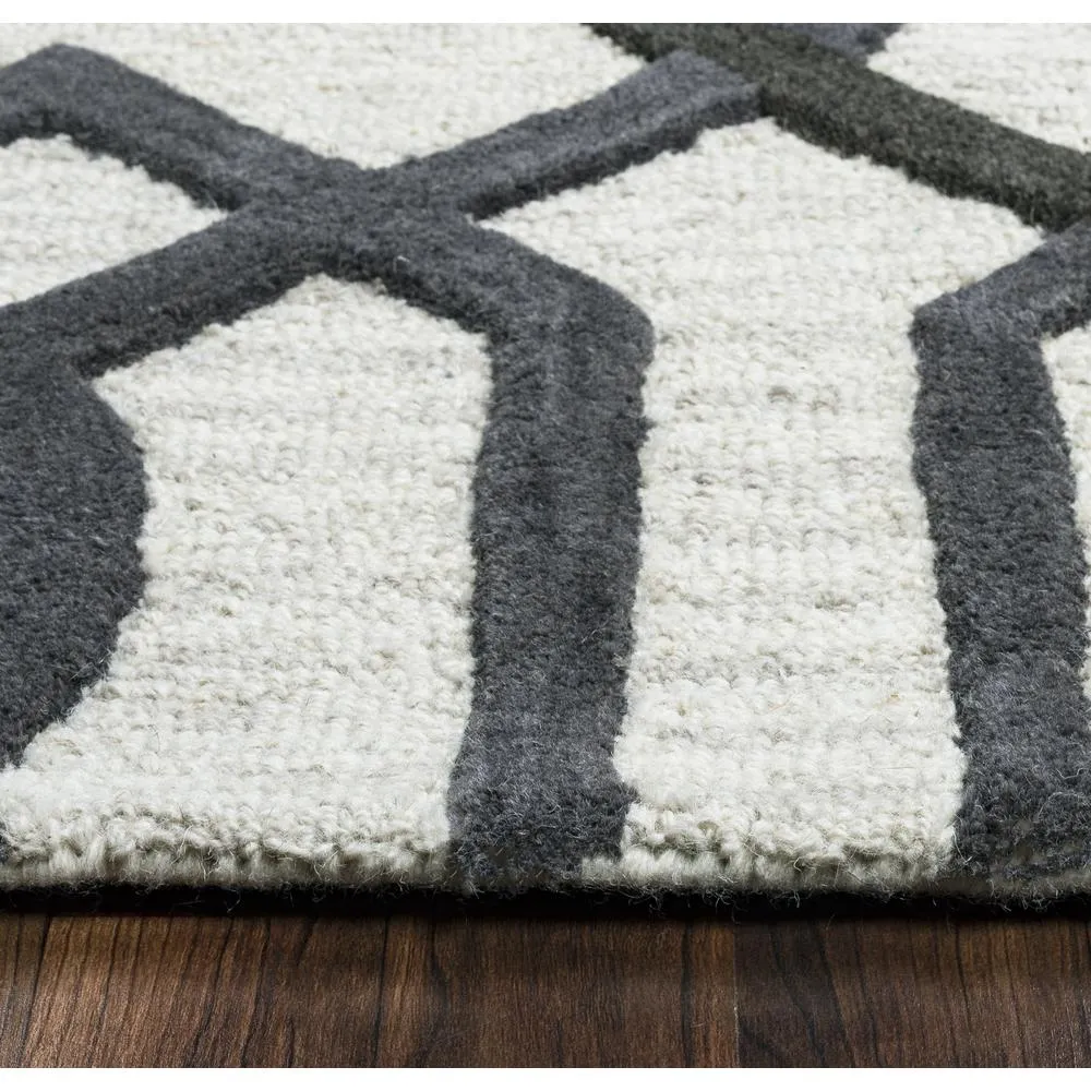Gray Large Modern and Contemporary Round Hand-Tufted Area Rug