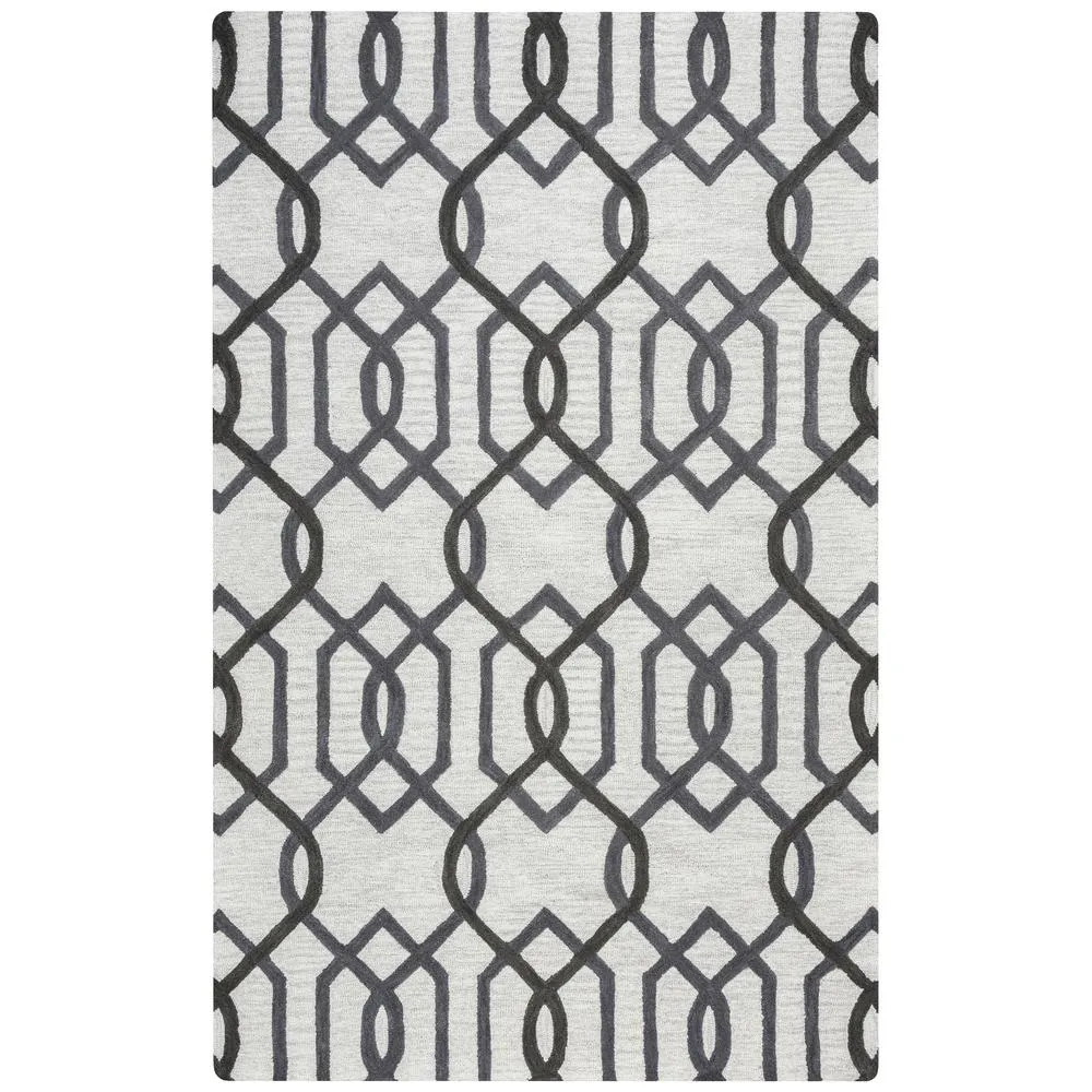 Gray Large Modern and Contemporary Round Hand-Tufted Area Rug