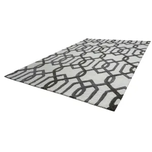Gray Large Modern and Contemporary Round Hand-Tufted Area Rug