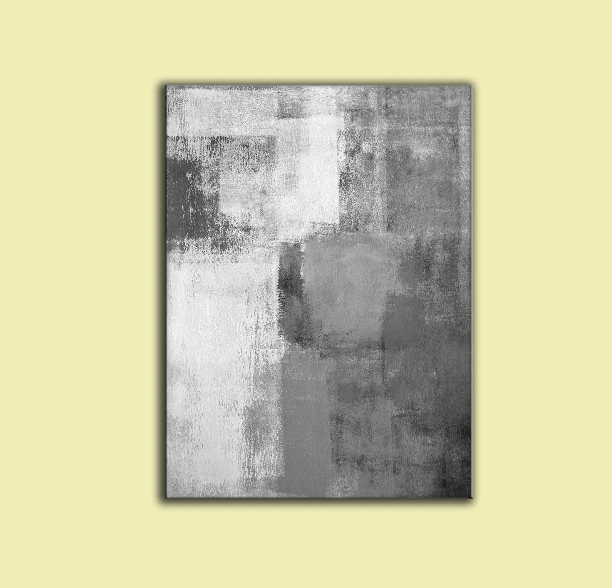 Gray White Modern Abstract Painting,living Room Painting Bedroom Yp063