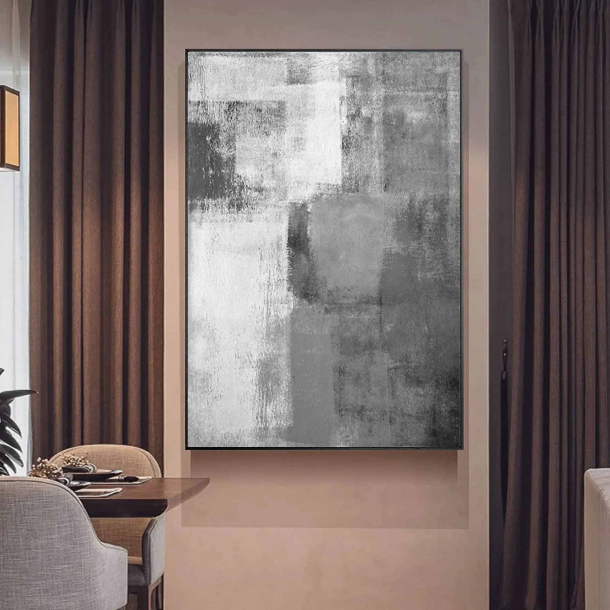 Gray White Modern Abstract Painting,living Room Painting Bedroom Yp063