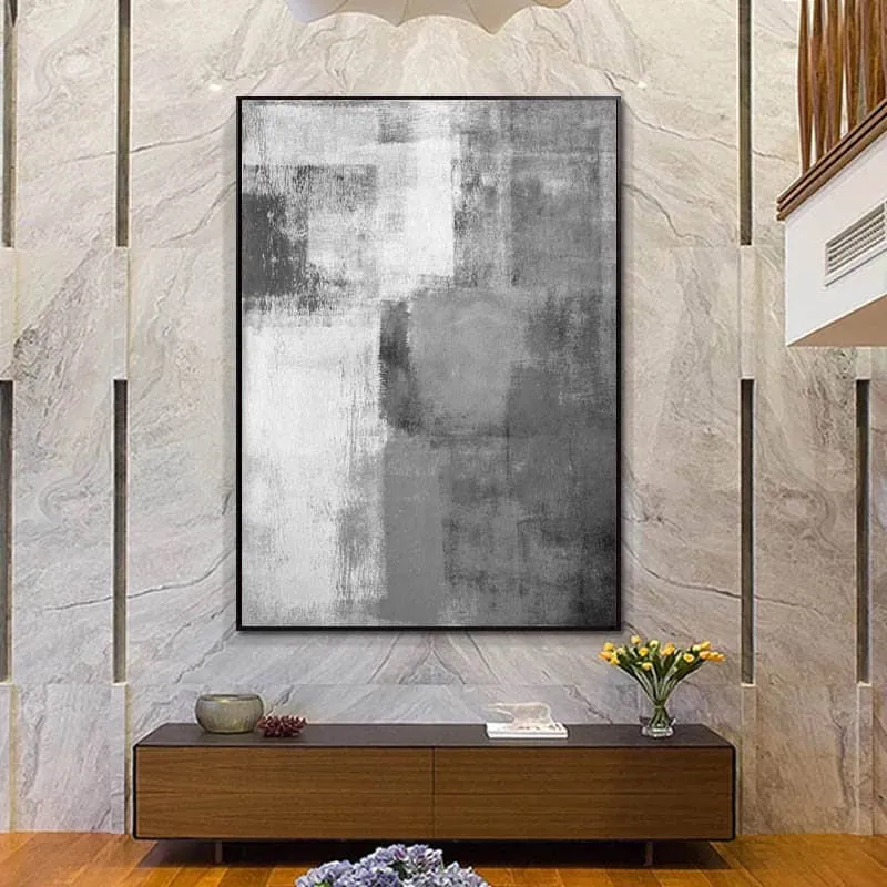 Gray White Modern Abstract Painting,living Room Painting Bedroom Yp063