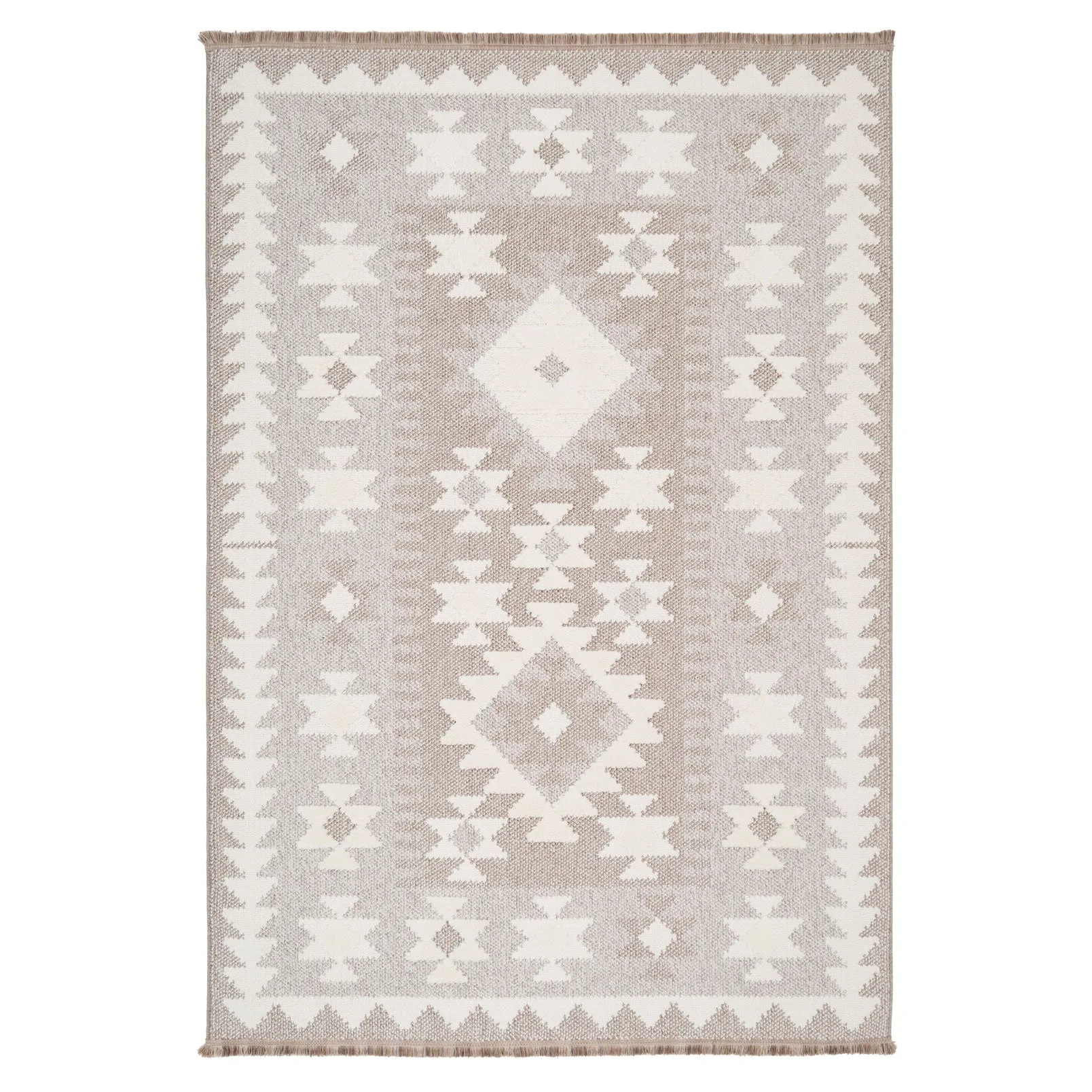 Grey Scandi Tribal Motif Rug - Bea