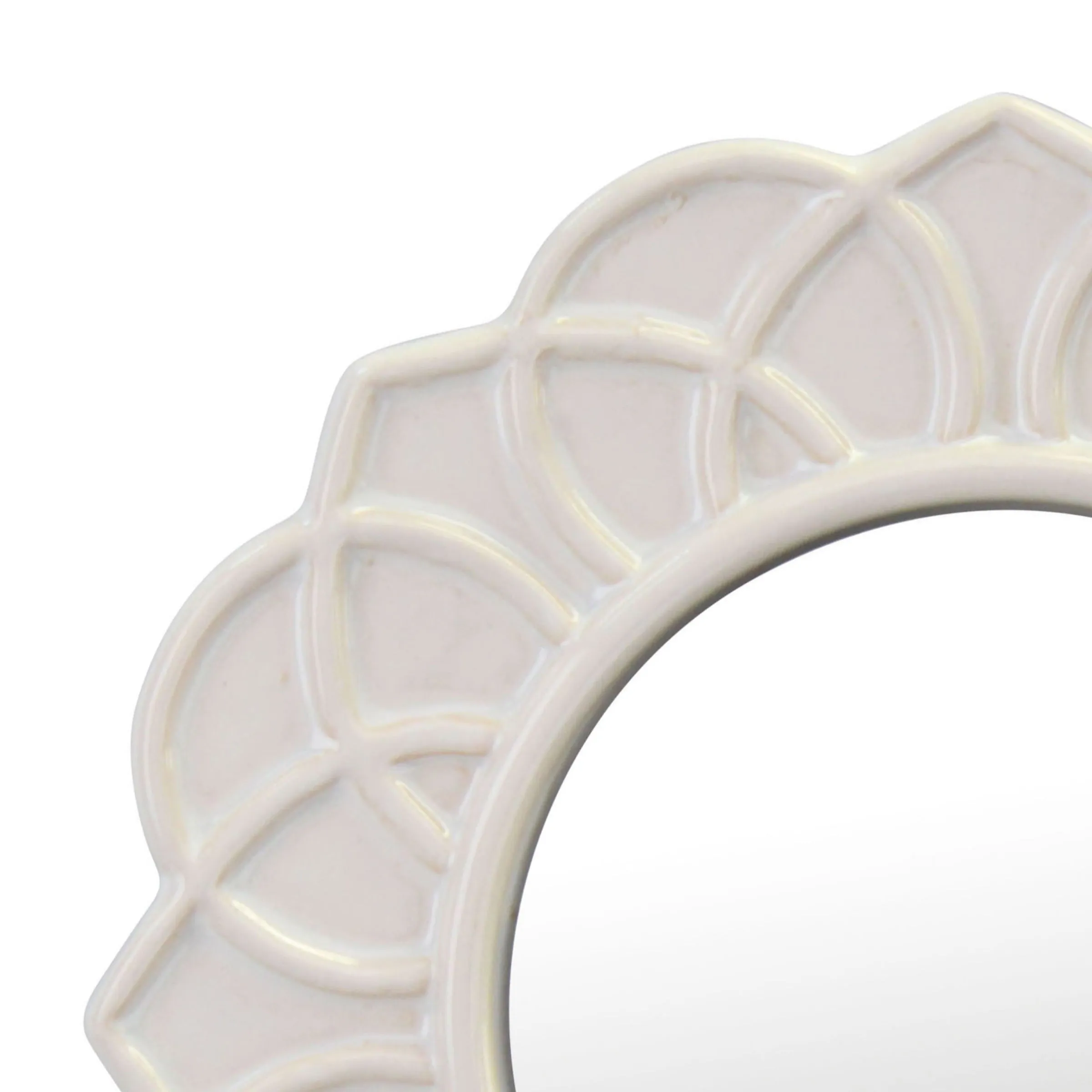 Ivory Ceramic Circular Mirror - 5 Inch