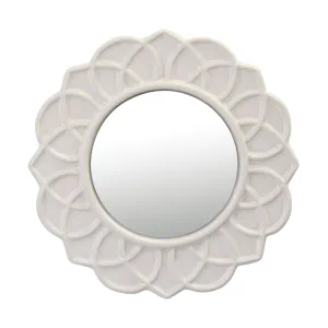 Ivory Ceramic Circular Mirror - 5 Inch