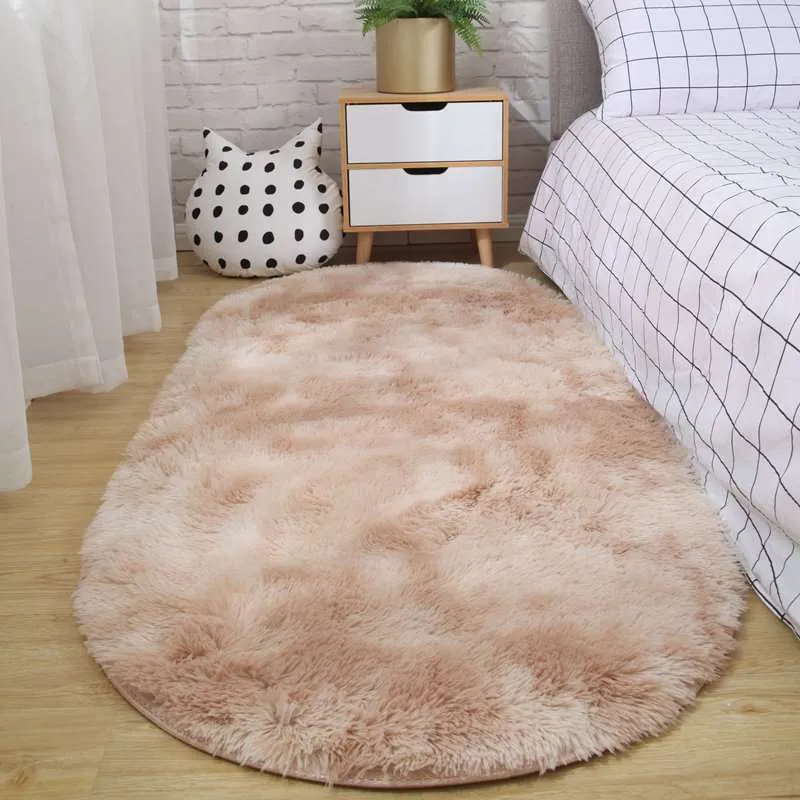 Kawaii Fluffy Oval Bedroom Rugs