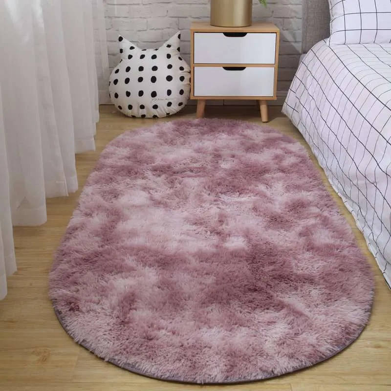 Kawaii Fluffy Oval Bedroom Rugs