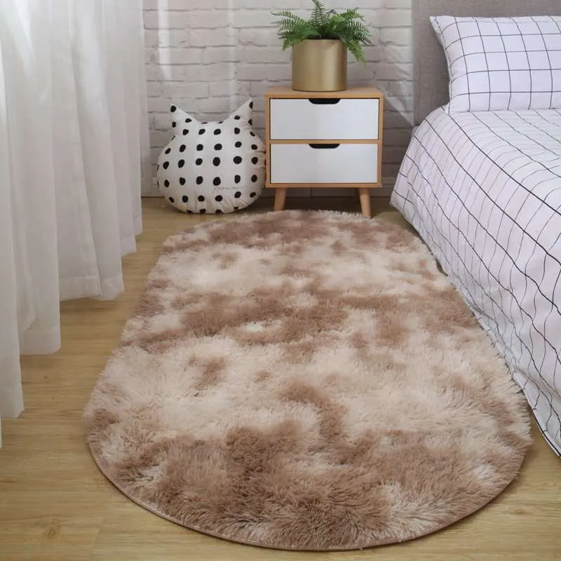 Kawaii Fluffy Oval Bedroom Rugs
