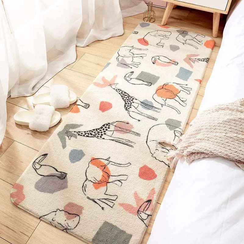 Kawaii Long Fluffy Bedroom Rugs Set 4