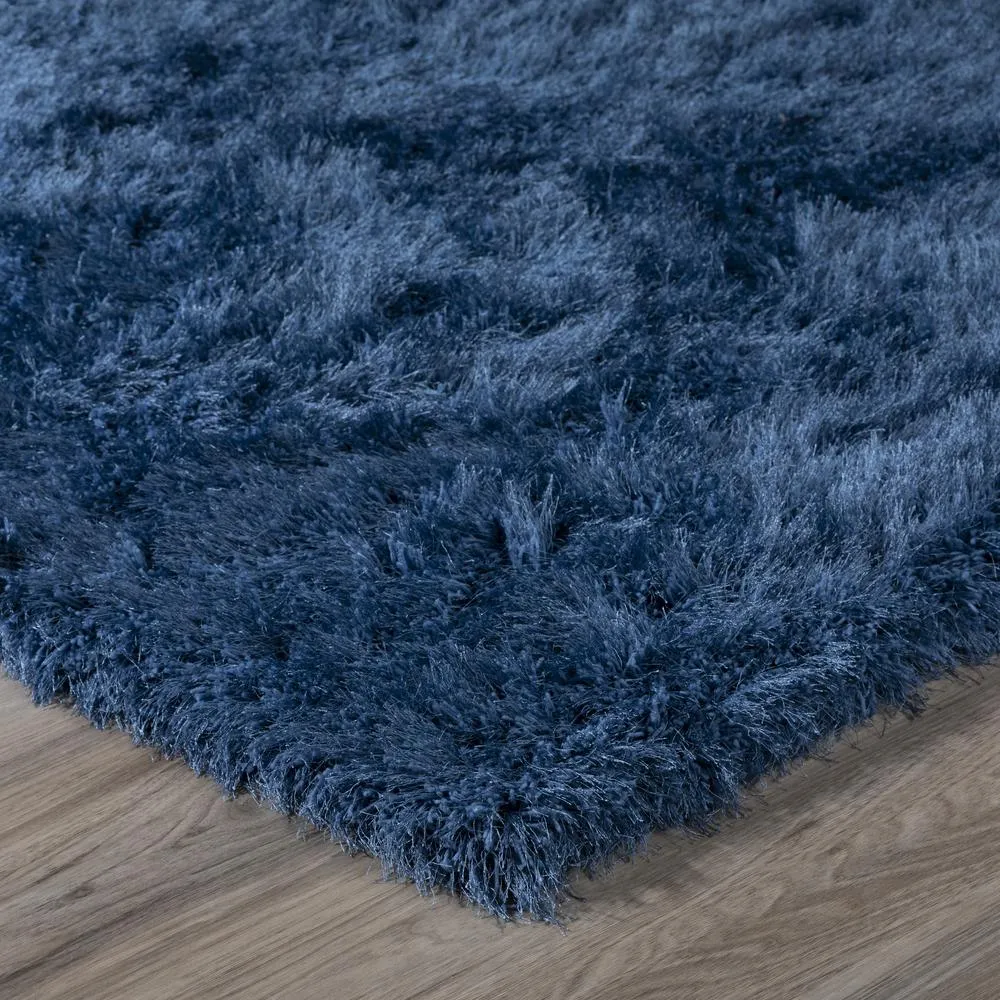 Large Wool Plush Modern Contemporary Round Charcoal Navy 8' x 8' Round Rug