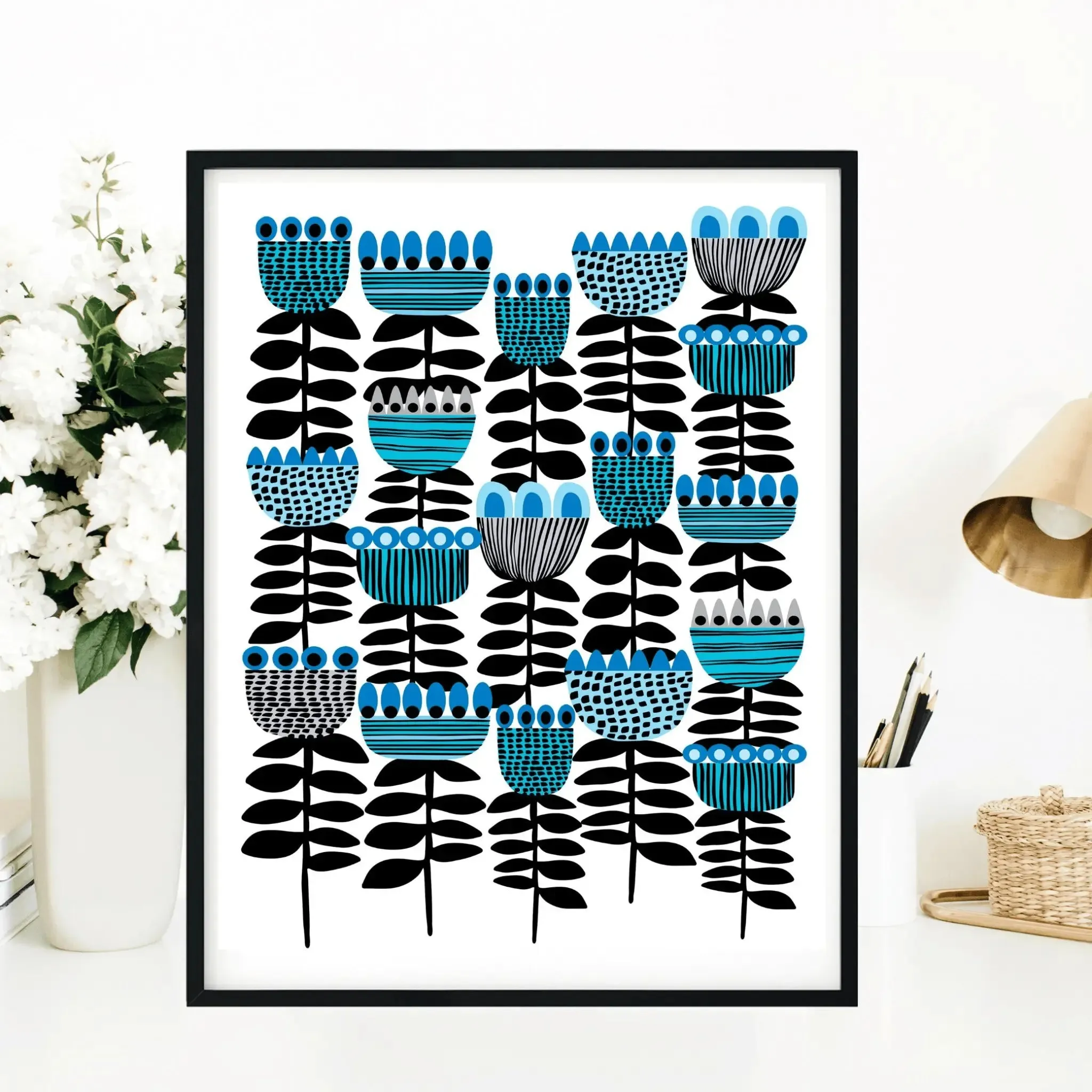 Mid Century Modern Art Tulips Print