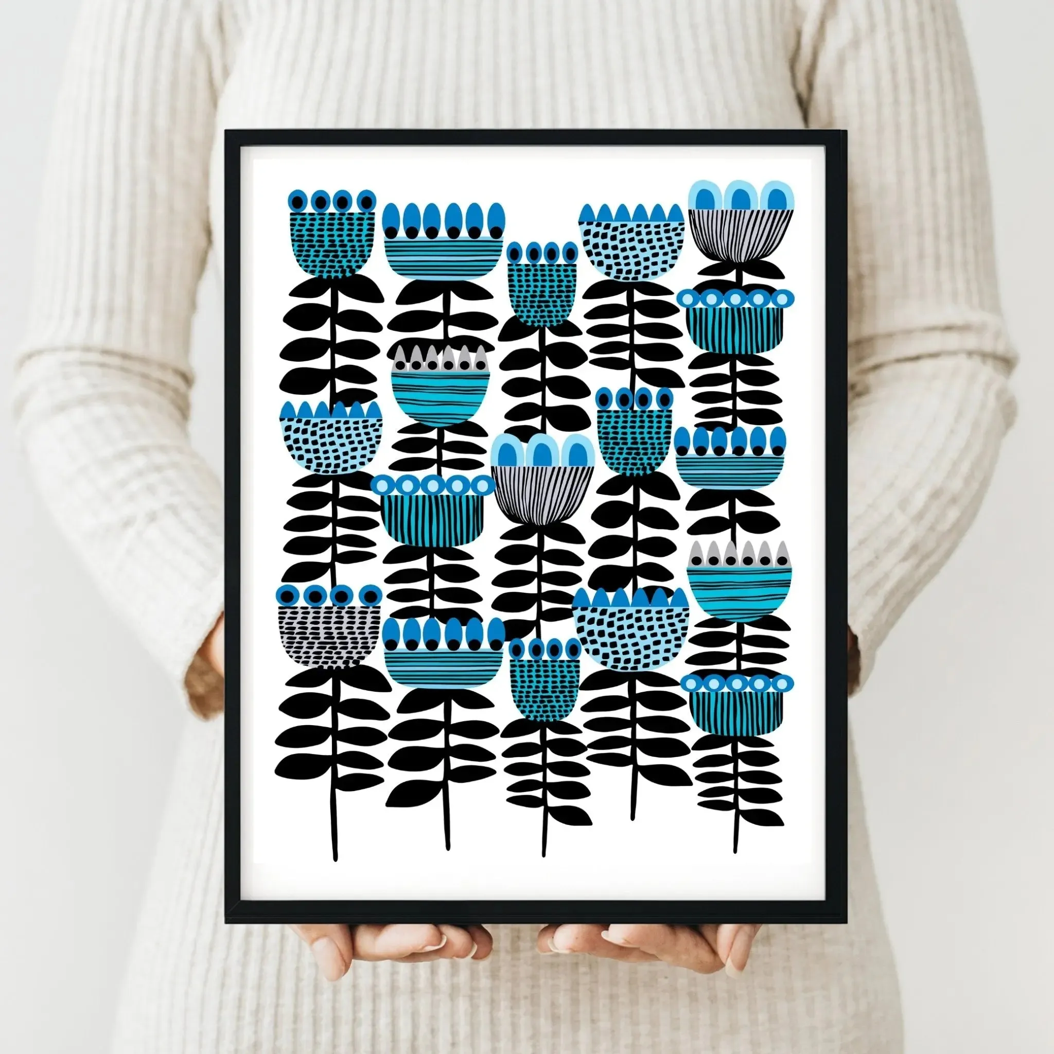 Mid Century Modern Art Tulips Print