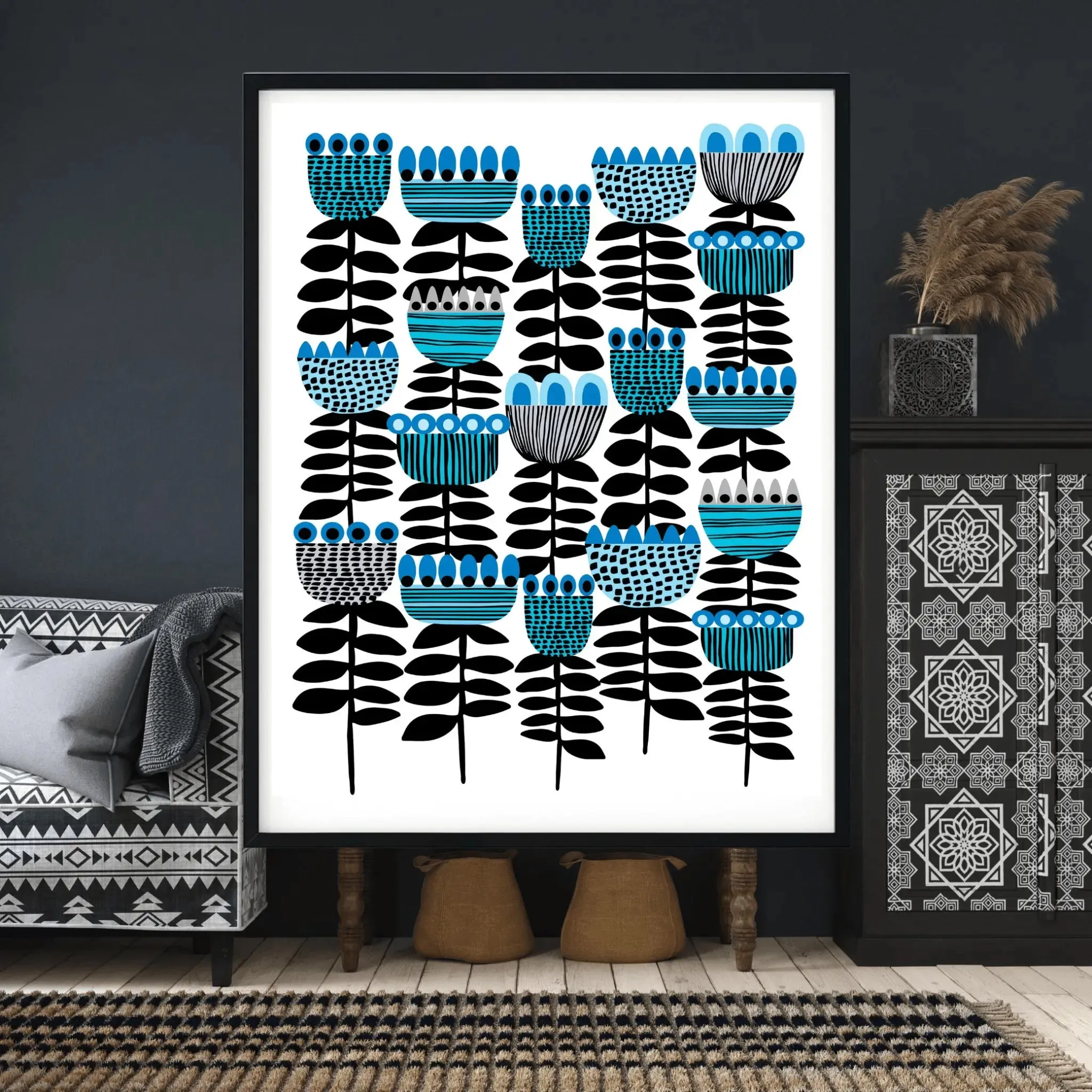 Mid Century Modern Art Tulips Print