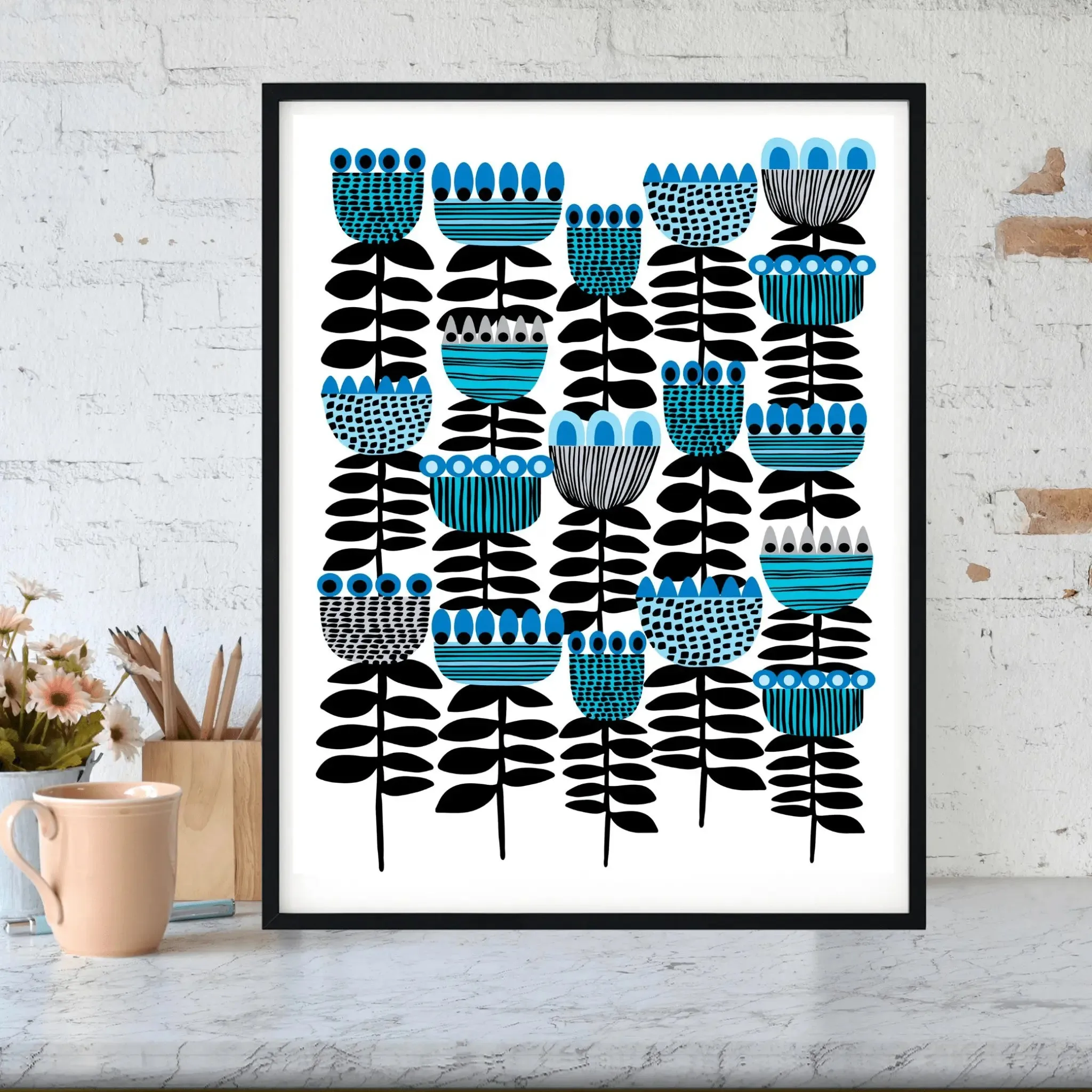 Mid Century Modern Art Tulips Print
