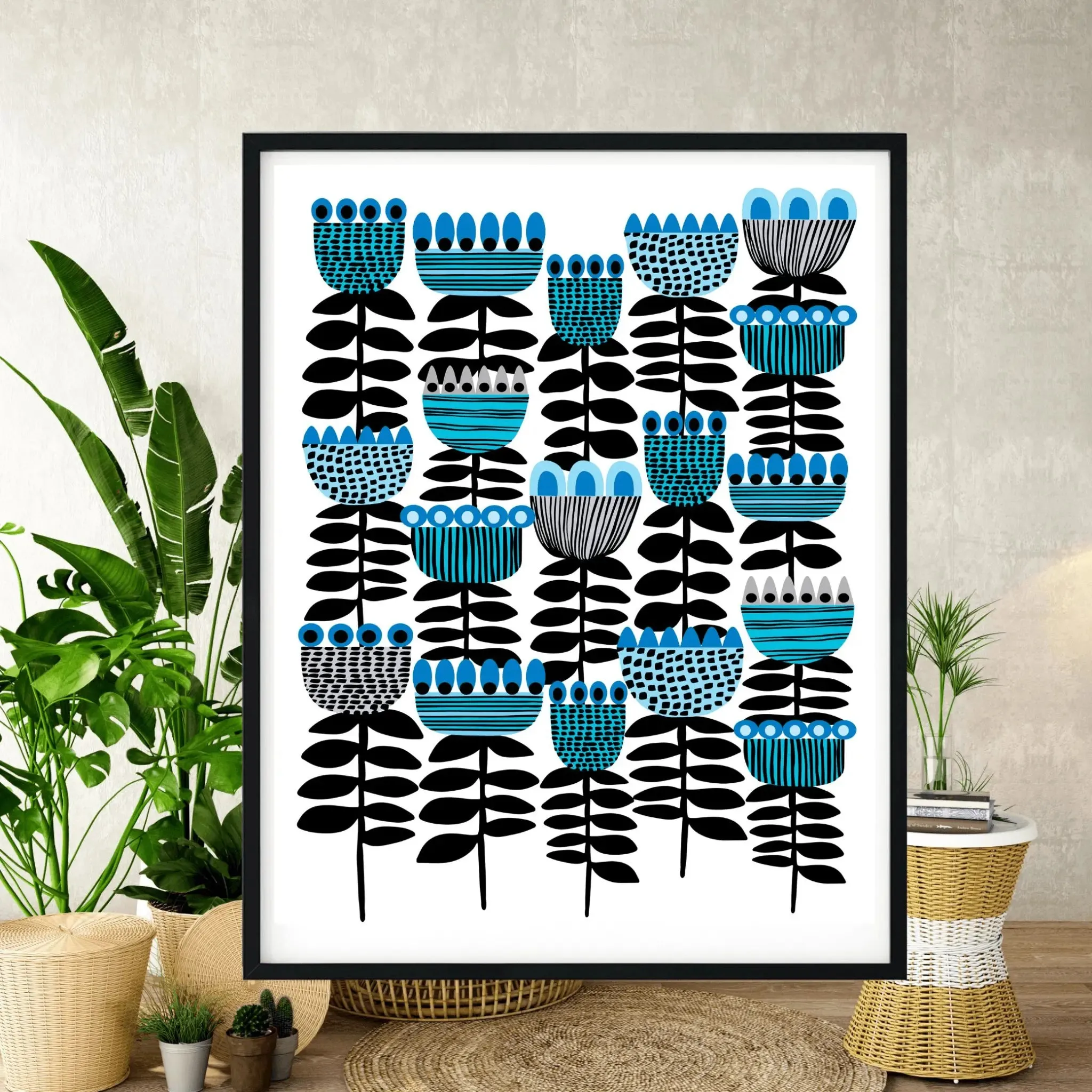 Mid Century Modern Art Tulips Print