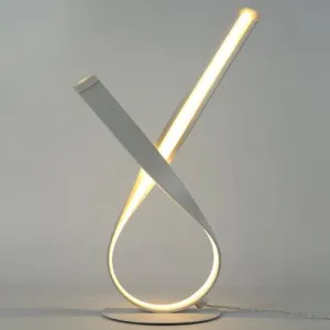 Minimalistic Twisted Desk Lamp - Acrylic LED Night Table Light for Bedside, White/Warm Glow