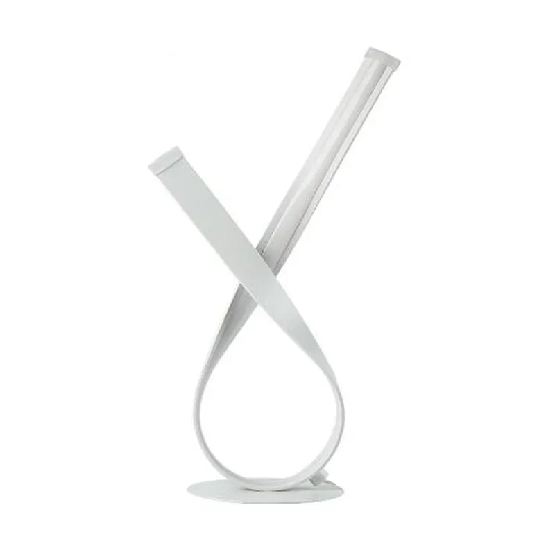 Minimalistic Twisted Desk Lamp - Acrylic LED Night Table Light for Bedside, White/Warm Glow