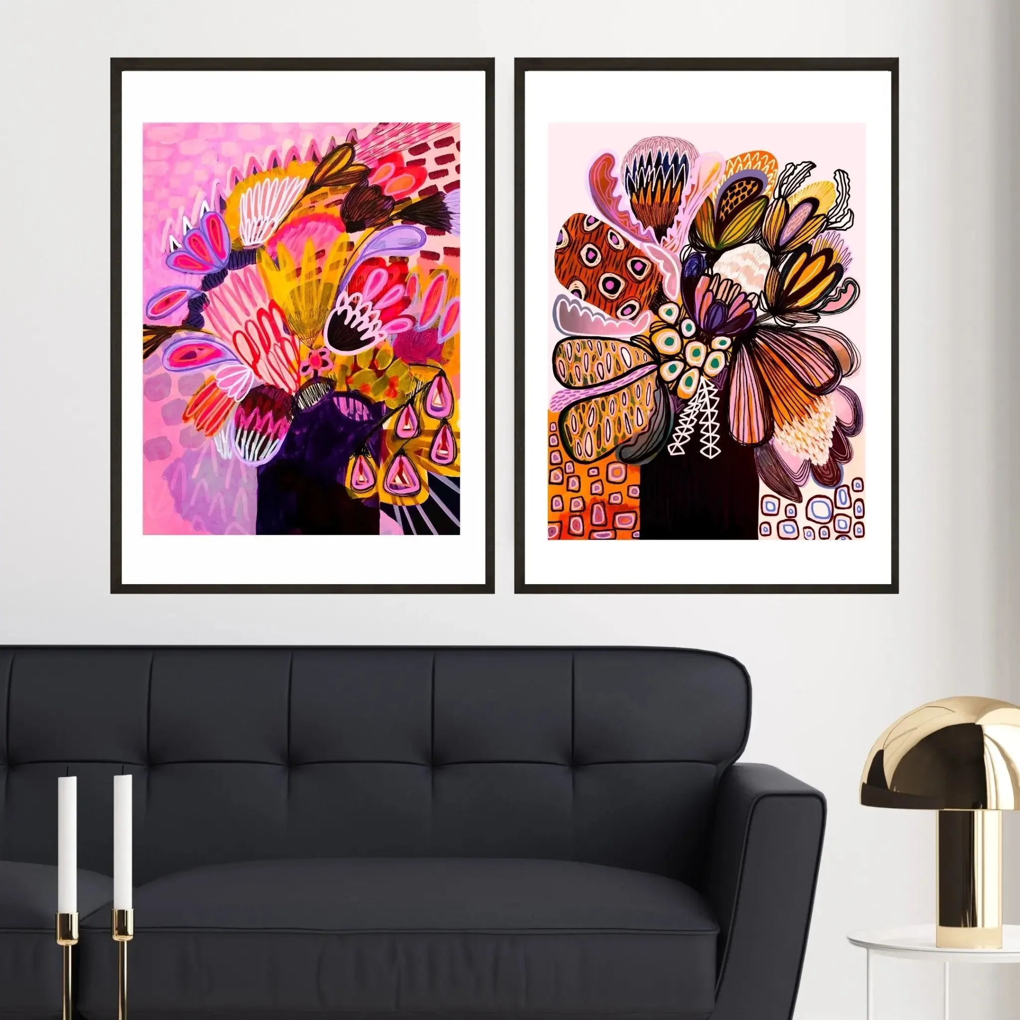 Modern Botanical Paintings Wall Art Print Set