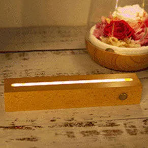 Modern Christmas Rectangular Acrylic Plate Solid Wood USB LED Table Lamp