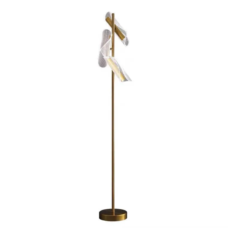 Modern Creative Gold-Finished Frame Acrylic Rotating Vane LED Standing Floor Lamp
