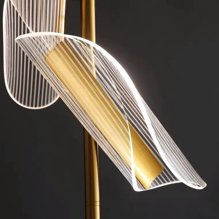 Modern Creative Gold-Finished Frame Acrylic Rotating Vane LED Standing Floor Lamp
