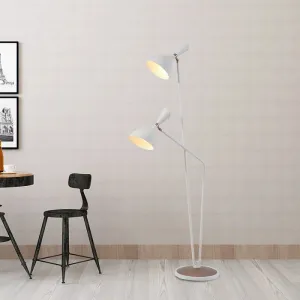Modern Metal Flared Floor Reading Lamp with 2-Head White Stand Up Light for Bedroom