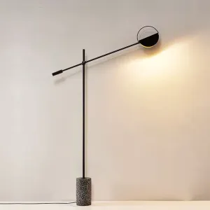 Modern Minimalist Long Arm Iron Terrazzo Base LED Standing Floor Lamp