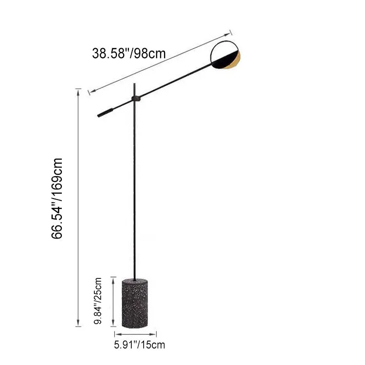 Modern Minimalist Long Arm Iron Terrazzo Base LED Standing Floor Lamp
