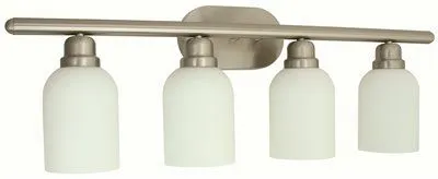 Monument Vanity Fixture Brushed Nickel 31 X 5-7/8 X 11 Inch  Uses (4) 60-Watt Incandescent Medium Base Lamps