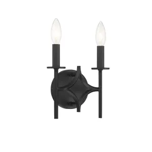 Muncie 9 In. 2 Lights Armed Sconce Black Finish
