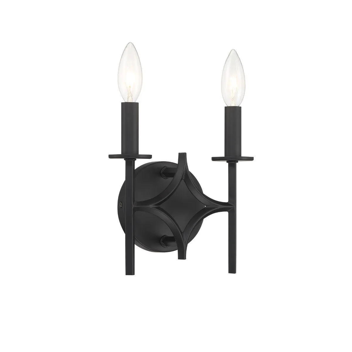 Muncie 9 In. 2 Lights Armed Sconce Black Finish