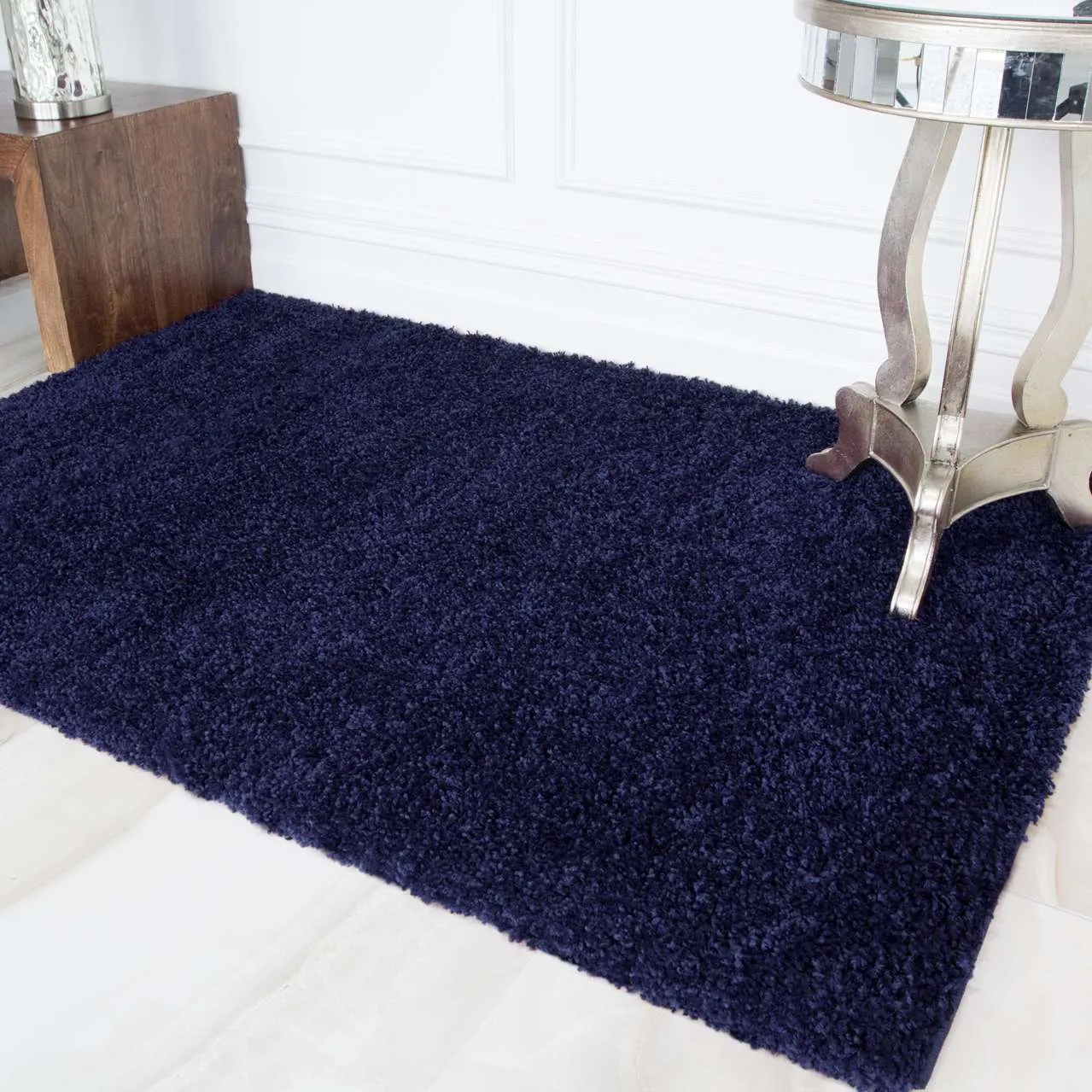 Navy Blue Shaggy Runner Rug