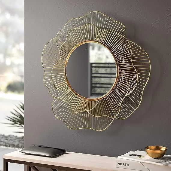 NS Fasion Decorative Mirror Wall Mounted Hanging Mirror Sculpture Metal Design Modern Art Mirror Home Decor