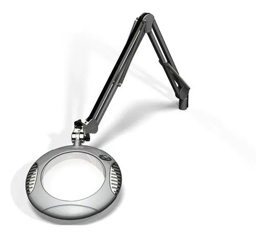 OC White 62400-4-S Green-Lite&reg; LED Magnifier with 7.5" Round, 4 Diopter Lens & Edge Clamp, Silver