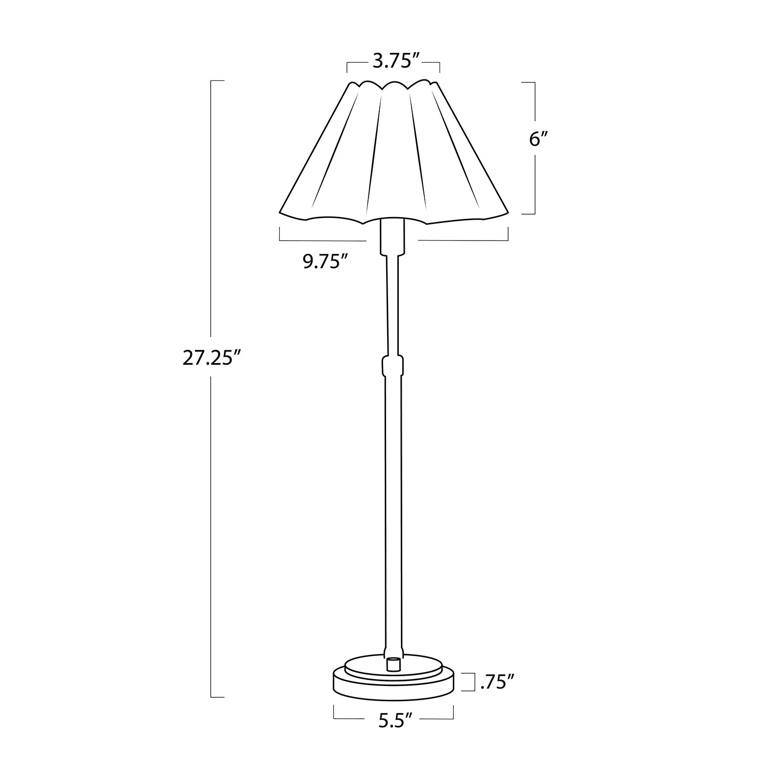 Polly Buffet Lamp (Blackened Brass with Green Scalloped Shade)