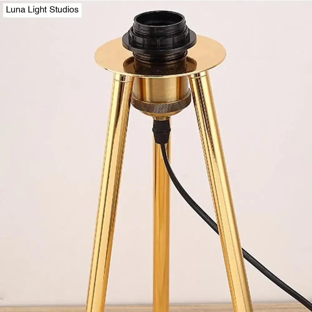 Post-Modern Gold Tripod Floor Lamp - Feather Design, 1 Bulb - Ideal for Living Room