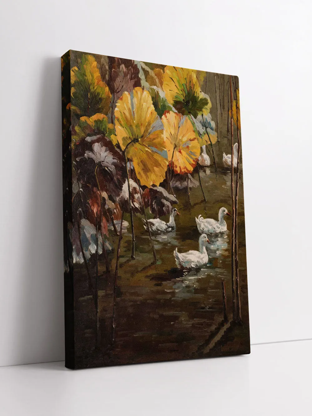 "Duck On The Pond" Handmade Oil Painting 24"x 36"
