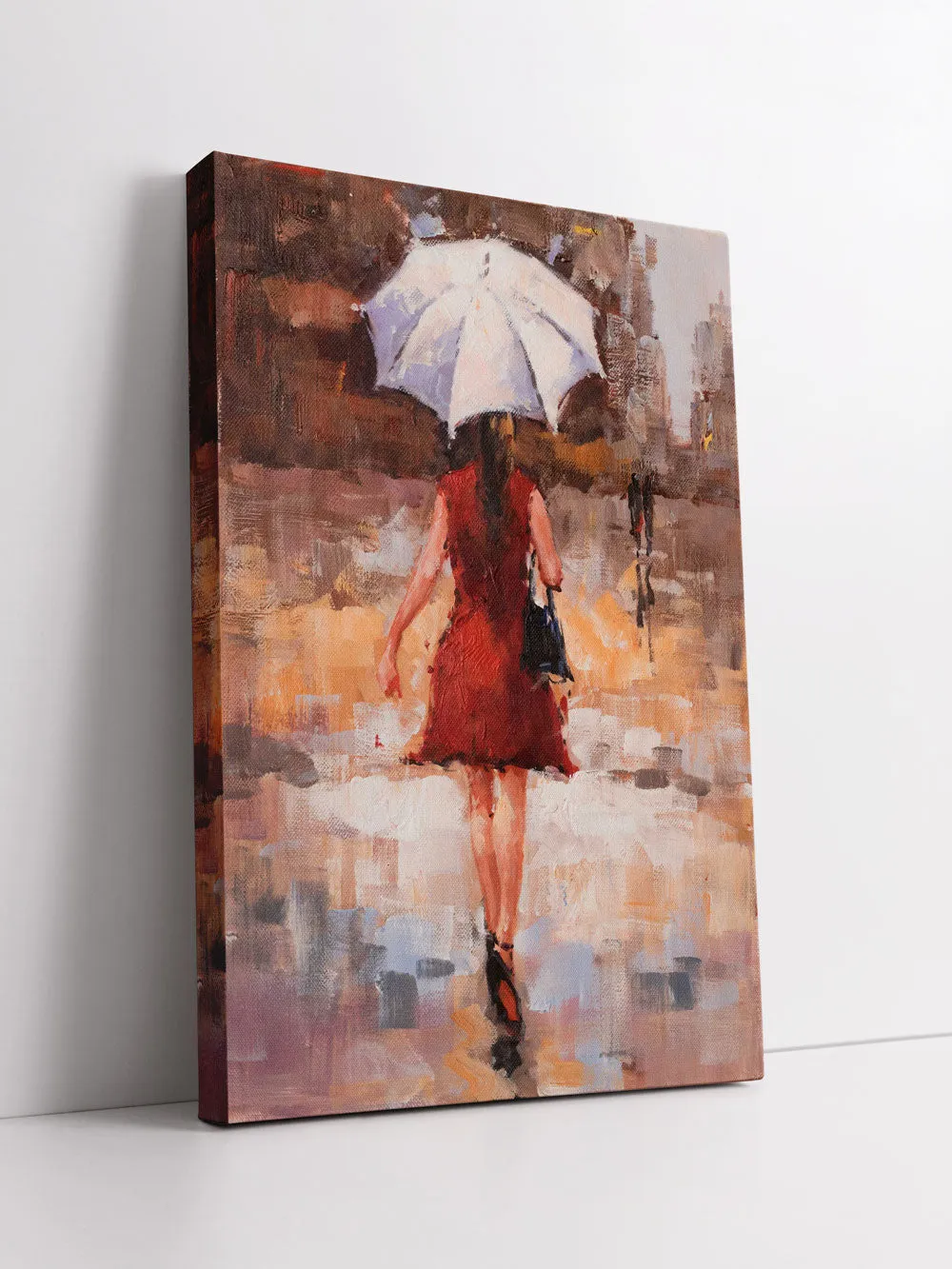 "Morden Art Umbrella Walk" Handmade Oil Painting 24"x 36"