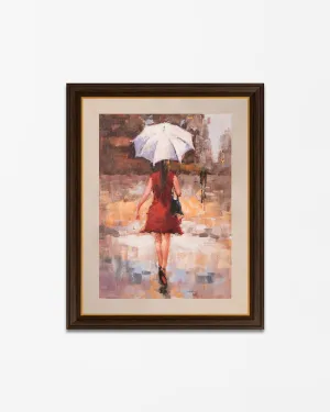 "Morden Art Umbrella Walk" Handmade Oil Painting 24"x 36"