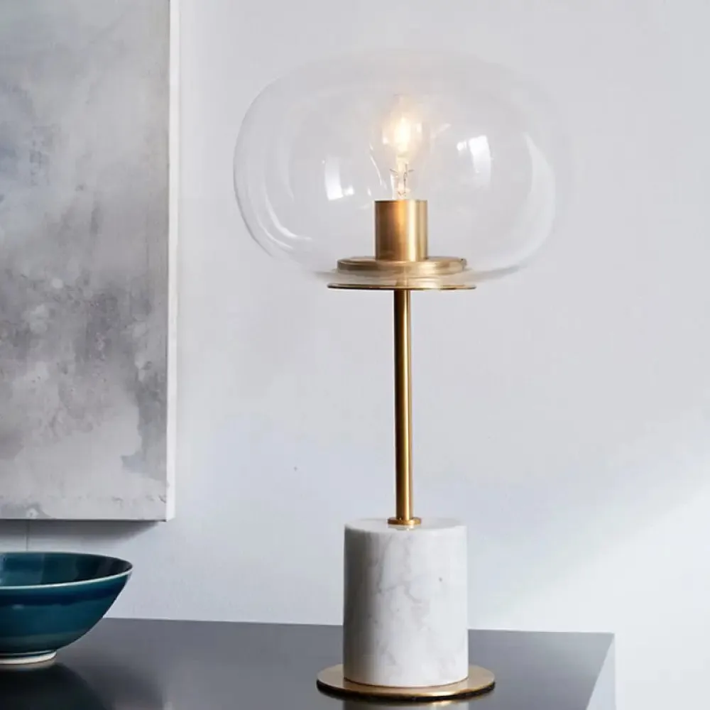 Raffaella - Oval Glass Night Light with Brass and White Table Lighting
