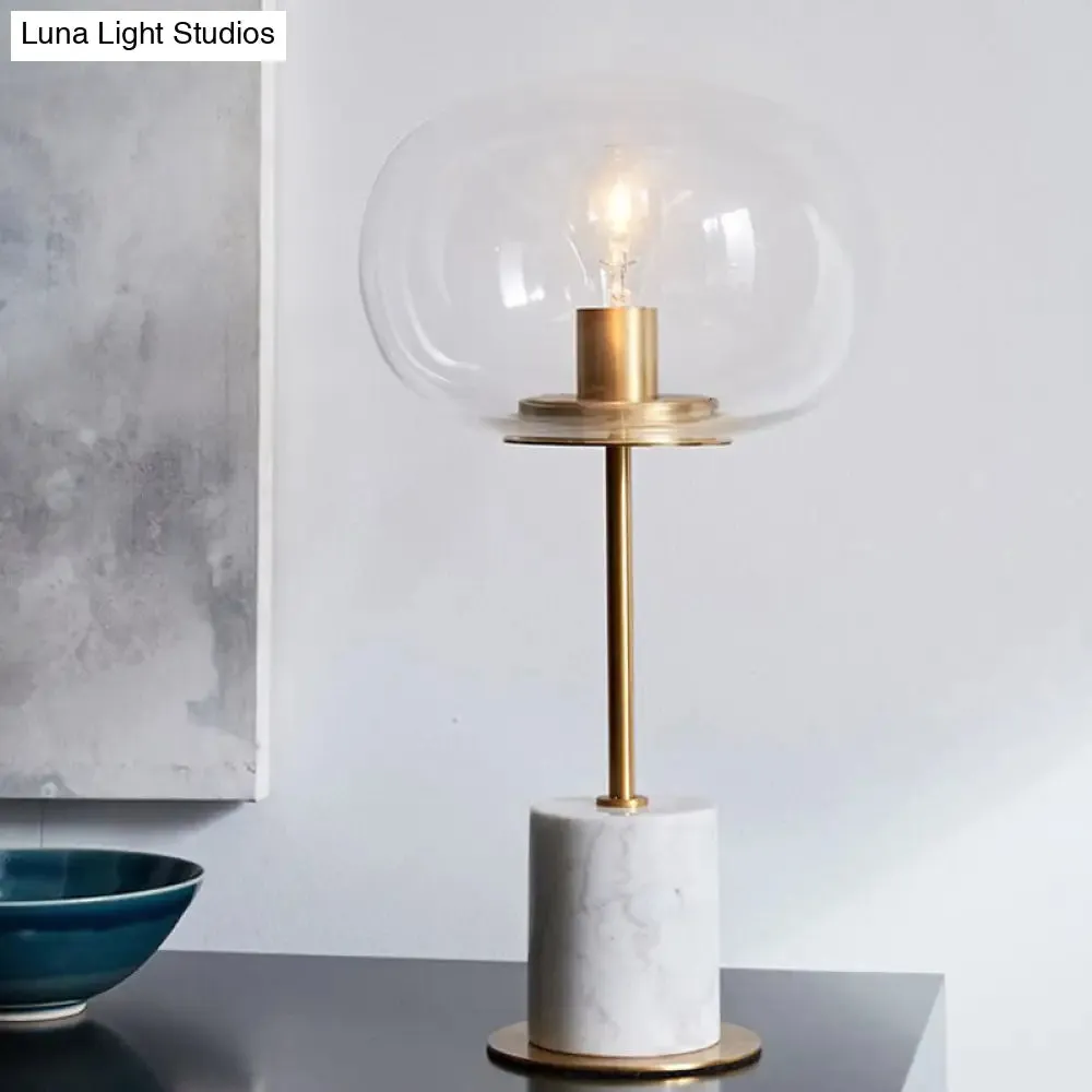 Raffaella - Oval Glass Night Light with Brass and White Table Lighting