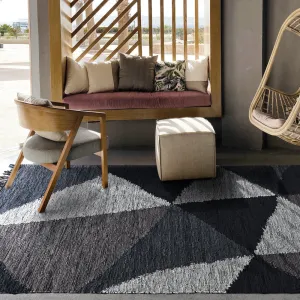 Raphael Black and Grey Woven Leather Rug